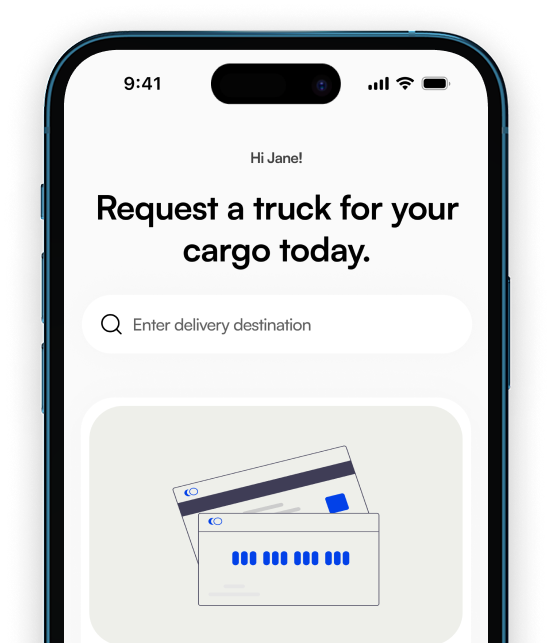 Trukkas mobile app requesting a cargo truck